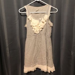 cute boutique grey dress with cream ruffles!